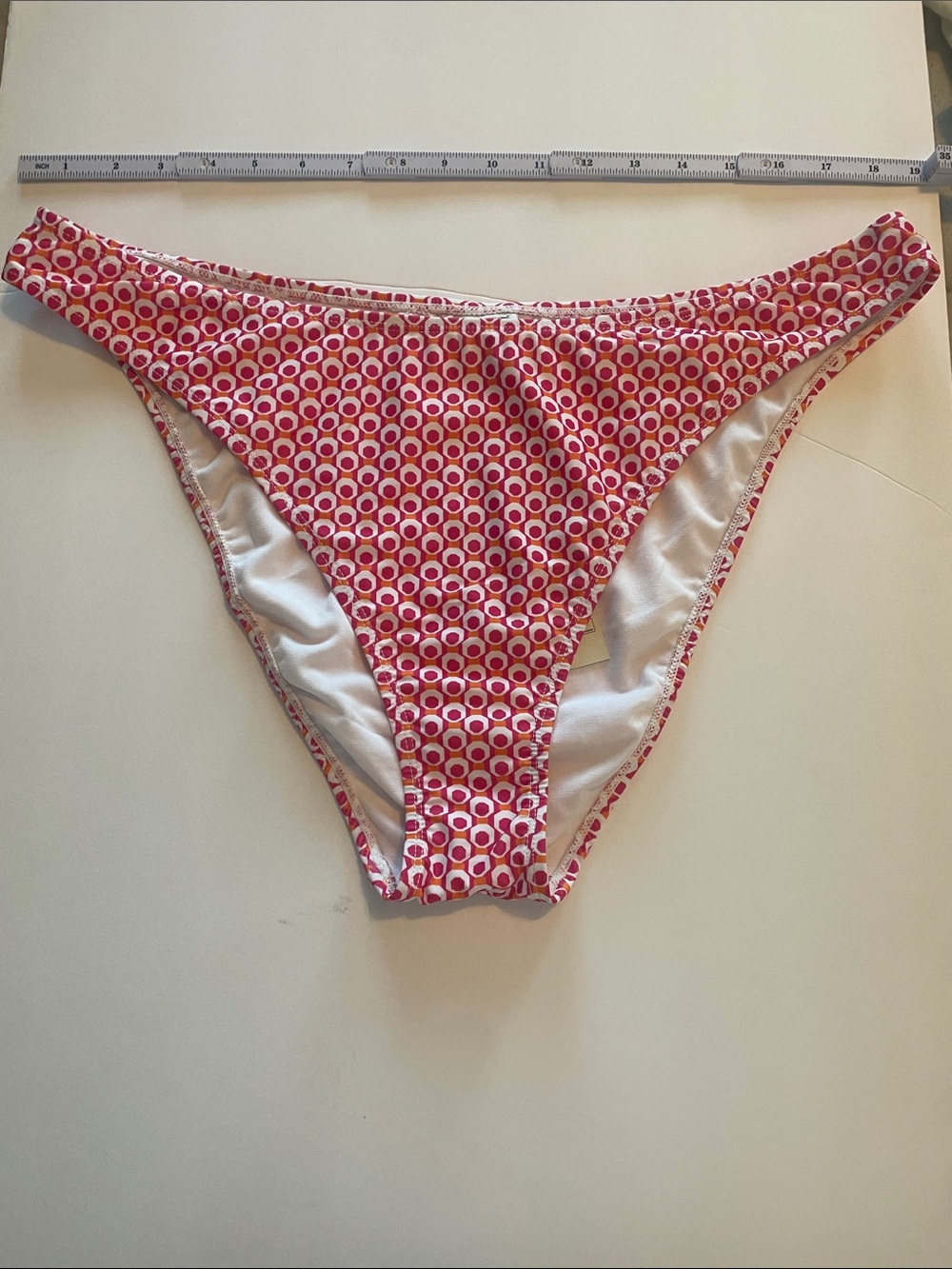 No Boundaries Pink Orange & White Geometric Bikini Bottoms XXL (20)